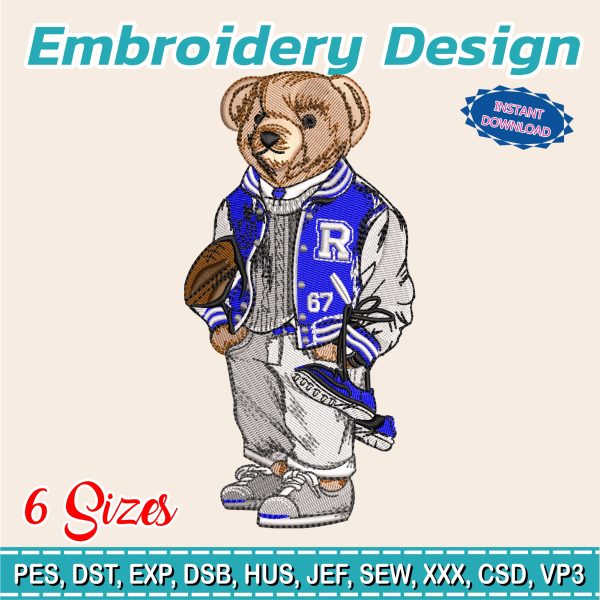 Embroidery design / college bear  / Polo bear