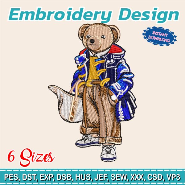 Embroidery design / BEAR NAVY JACKET  / Polo Bear