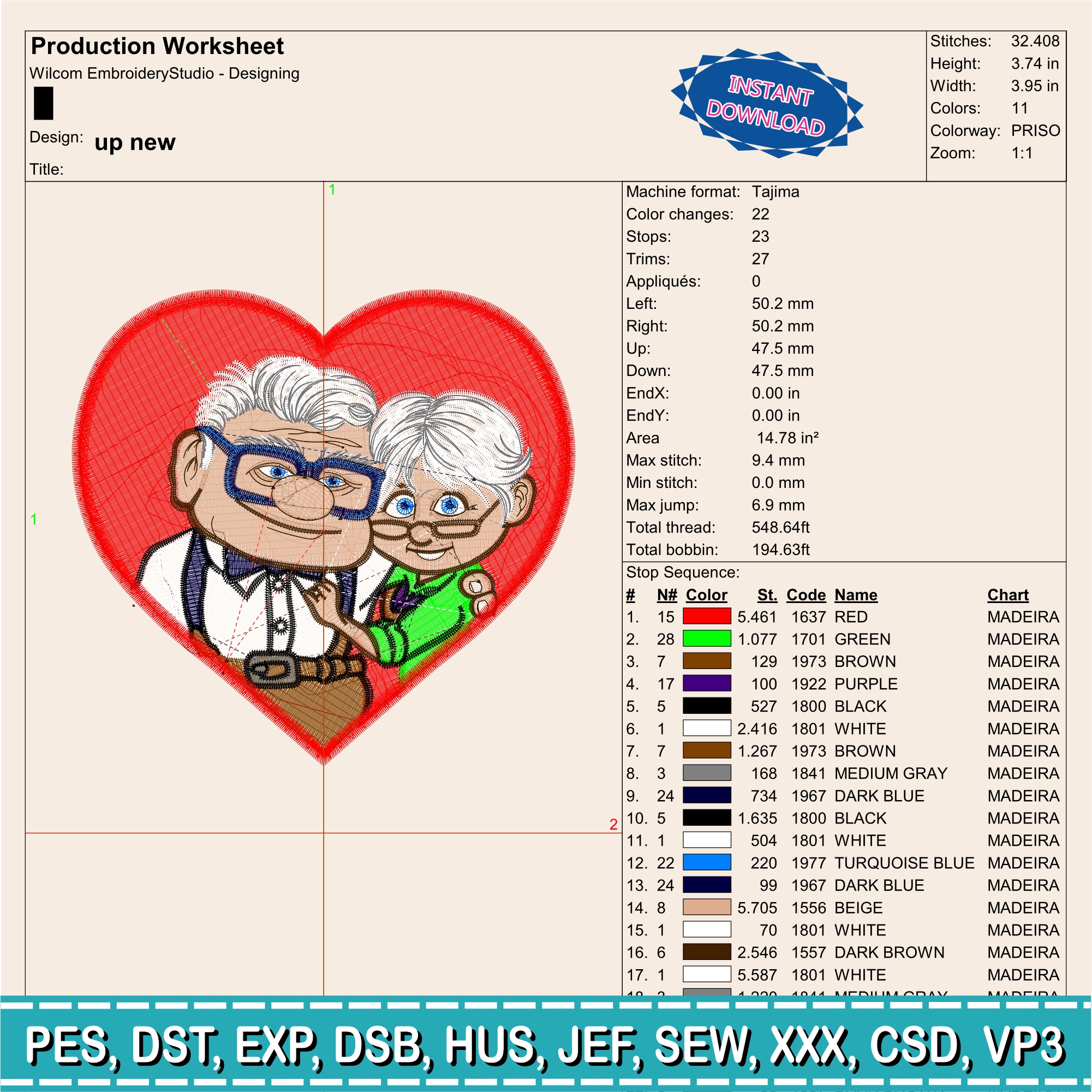 Embroidery Designs, Couple of grandparents from the Movie UP/ a high adventure / Carl Fredricksen and Ellie Fredricksen/ anniversary - Image 2