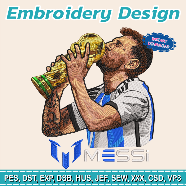 Embroidery Designs / Leonel Messi / Football / Argentina / 2024 Cup / World Champion / Embroidery file has been tested /