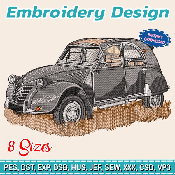 Embroidery Design / classic car/ Citroën 2CV / INSTANT Download / Car Design / Embroidery file has been tested