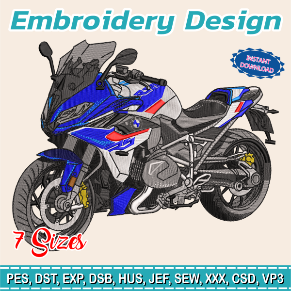 Embroidery Design / BMW R 1250 RS Bj 2024 / Motorcycle/ biker / INSTANT Download /  Embroidery file has been tested