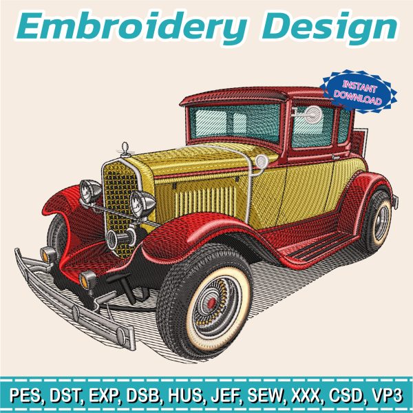 Embroidery Design / classic car / INSTANT Download / Car Design / Embroidery file has been tested