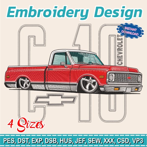 Embroidery Design / Ford F100 1970's Truck  / 4 Different Sizes / INSTANT Download / Car Design / Embroidery file has been tested