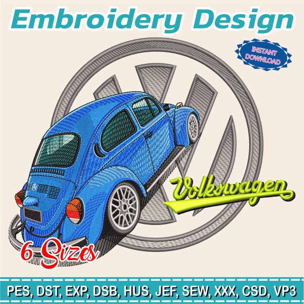 Embroidery Design / Volkswagen / volkswagen beetle / 6 Different Sizes / INSTANT Download / Car Design / Embroidery file has been tested