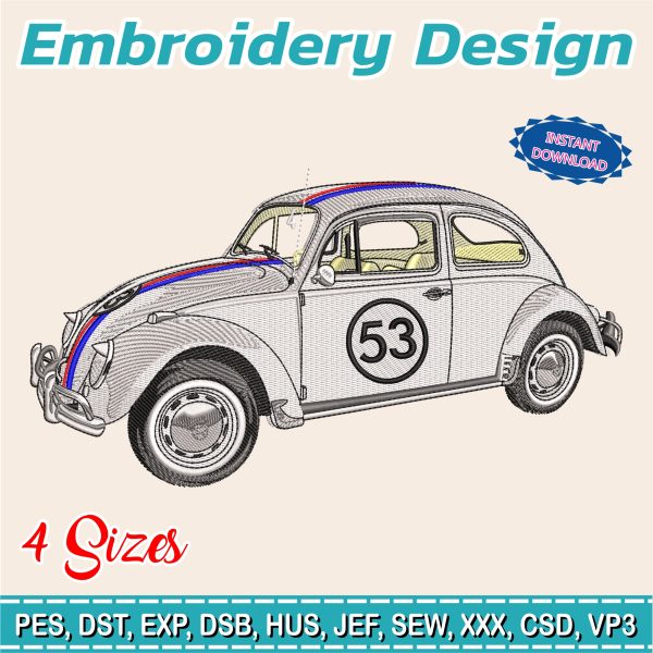 Embroidery Design / Volkswagen / volkswagen beetle / 4 Different Sizes / INSTANT Download / Car Design / Embroidery file has been tested