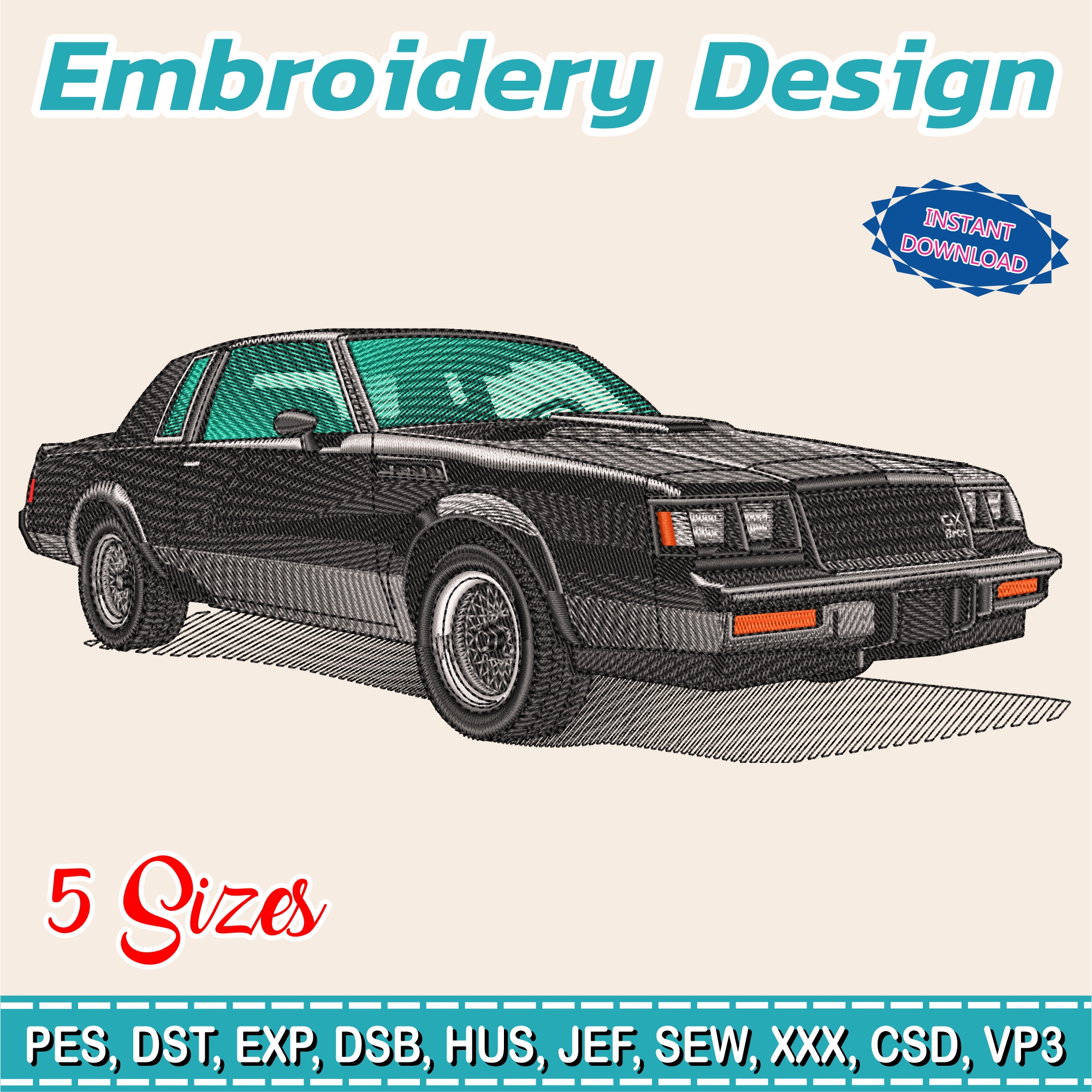 Embroidery Design / buick GNX / INSTANT Download / Car Design / Embroidery file has been tested