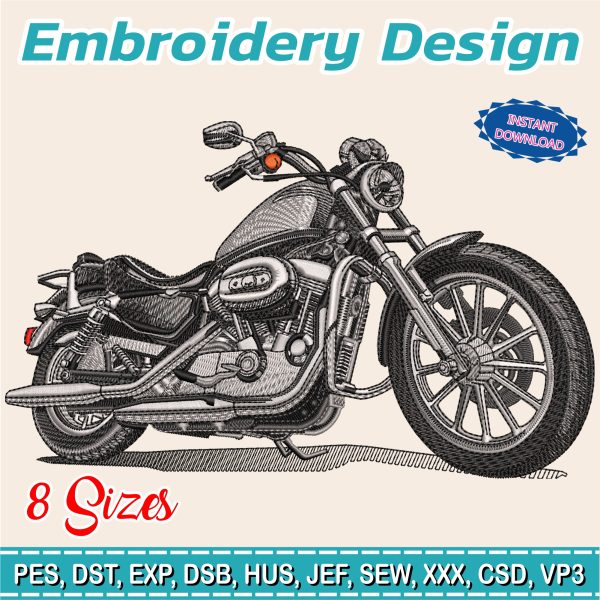Embroidery Design / harley davidson / Motorcycle/ biker / 8 Different Sizes / INSTANT Download /  Embroidery file has been tested