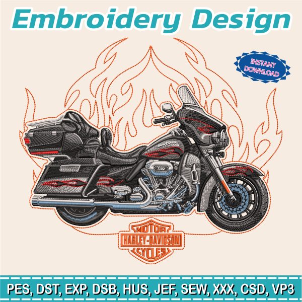 Embroidery Design / HARLEY CHOPPER motorcycle / Motorcycle/ biker / INSTANT Download /  Embroidery file has been tested