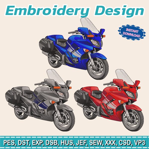 Embroidery Design / Yamaha FJR 1300 / Motorcycle/ biker / 3 different colors / INSTANT Download /  Embroidery file has been tested