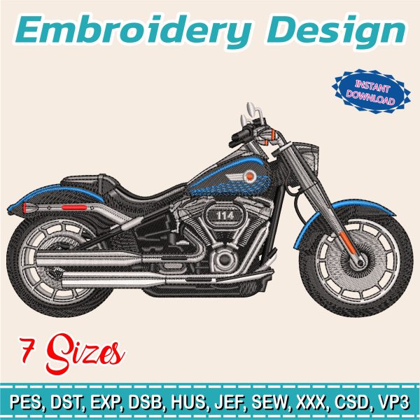 Embroidery Design / harley davidson / Motorcycle/ biker / 7 Different Sizes / INSTANT Download /  Embroidery file has been tested