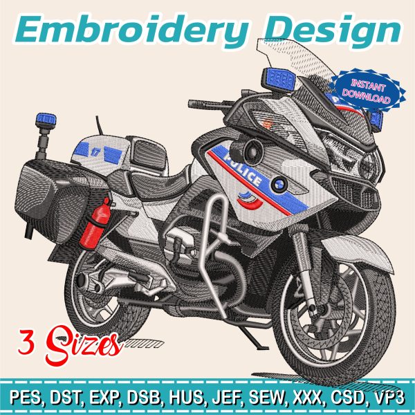 Embroidery Design / BMW police france / Motorcycle/ biker / INSTANT Download /  Embroidery file has been tested