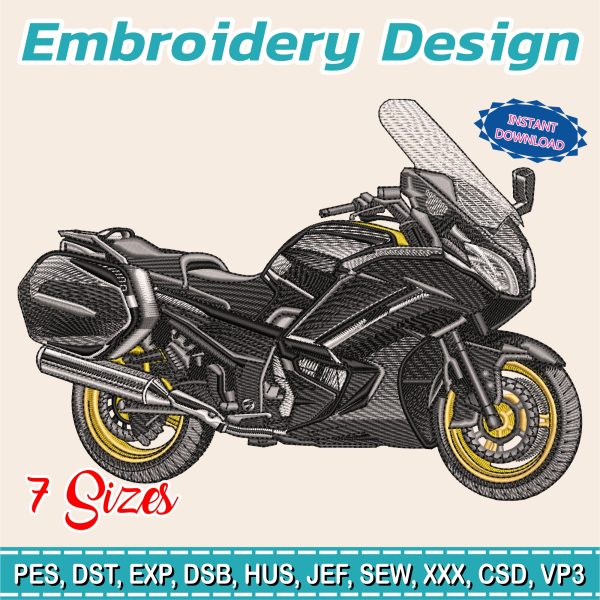 Embroidery Design / Yamaha FJR 1300 / Motorcycle/ biker / 7 Different Sizes / INSTANT Download /  Embroidery file has been tested