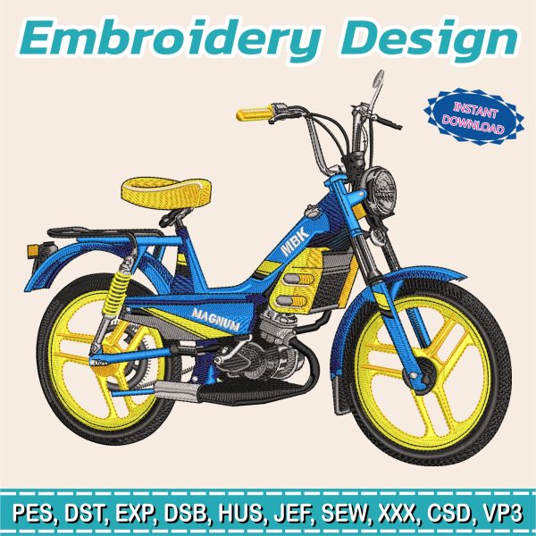 Embroidery Design / MBK 51 Magnum / Motorcycle/ biker / 8 Different Sizes / INSTANT Download /  Embroidery file has been tested