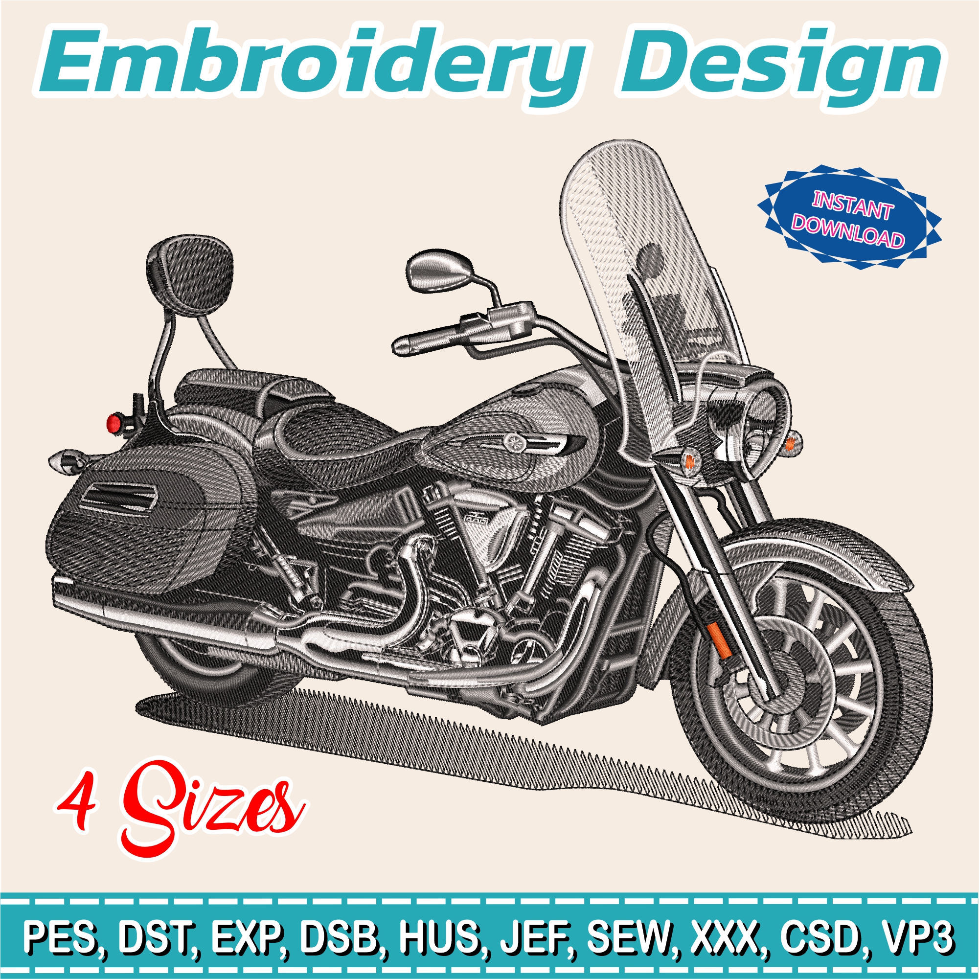 Embroidery Design / yamaha motorcycle / Motorcycle/ biker / 4 Different Sizes / INSTANT Download / Embroidery file has been tested