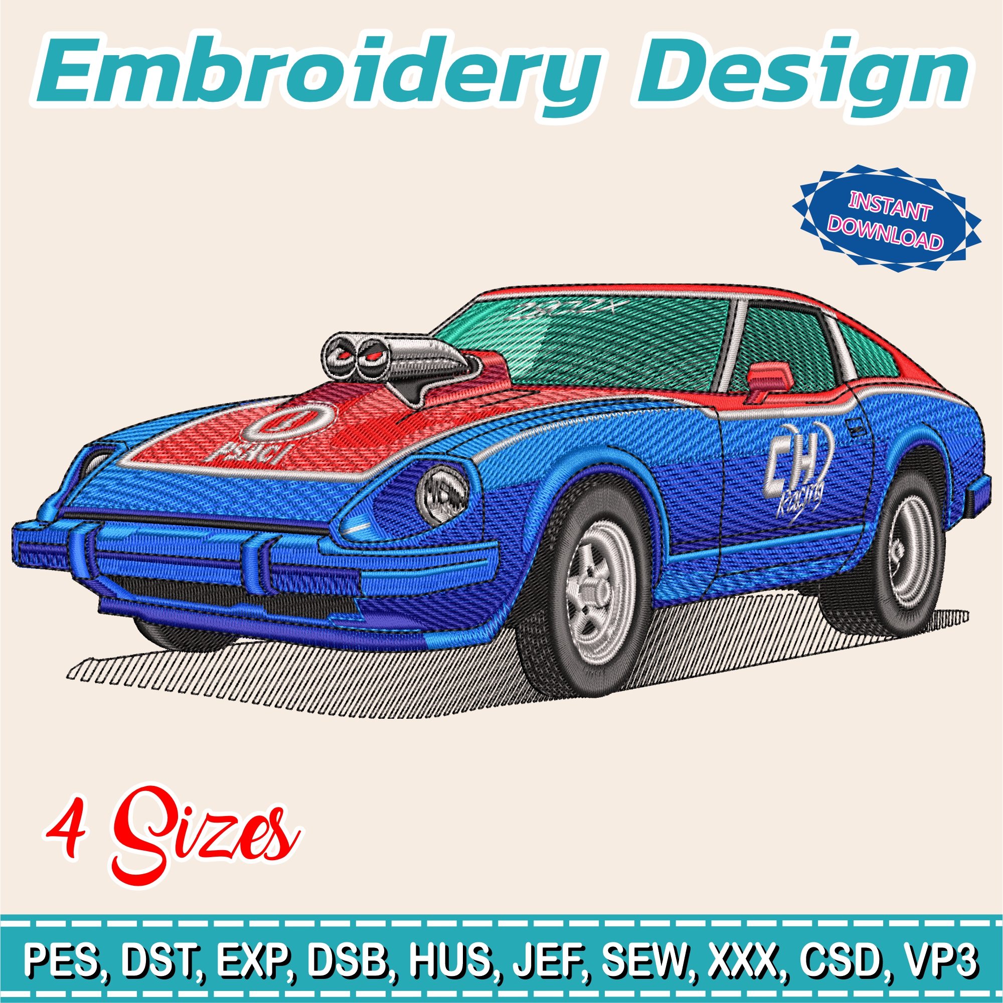 Embroidery Design / classic car/ Datsun / INSTANT Download / Car Design / Embroidery file has been tested