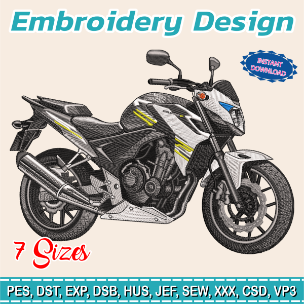 Embroidery Design / honda pp CB500 / 7 Different Sizes / INSTANT Download / Motorcycle Design / Embroidery file has been tested