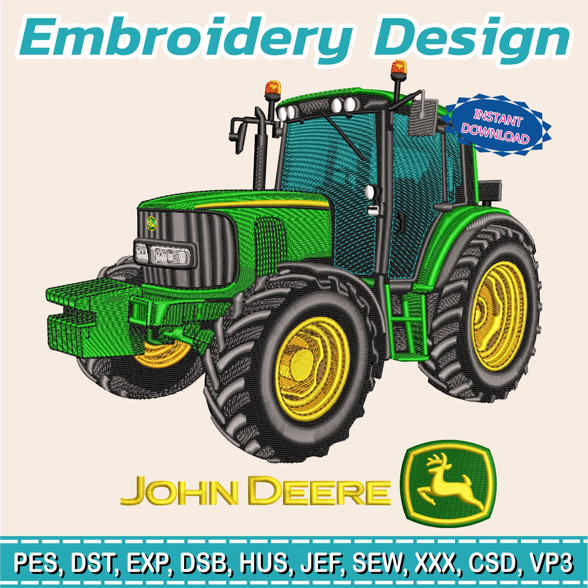 Embroidery Design / John Deere Tractor / INSTANT Download / Car Design / Embroidery file has been tested