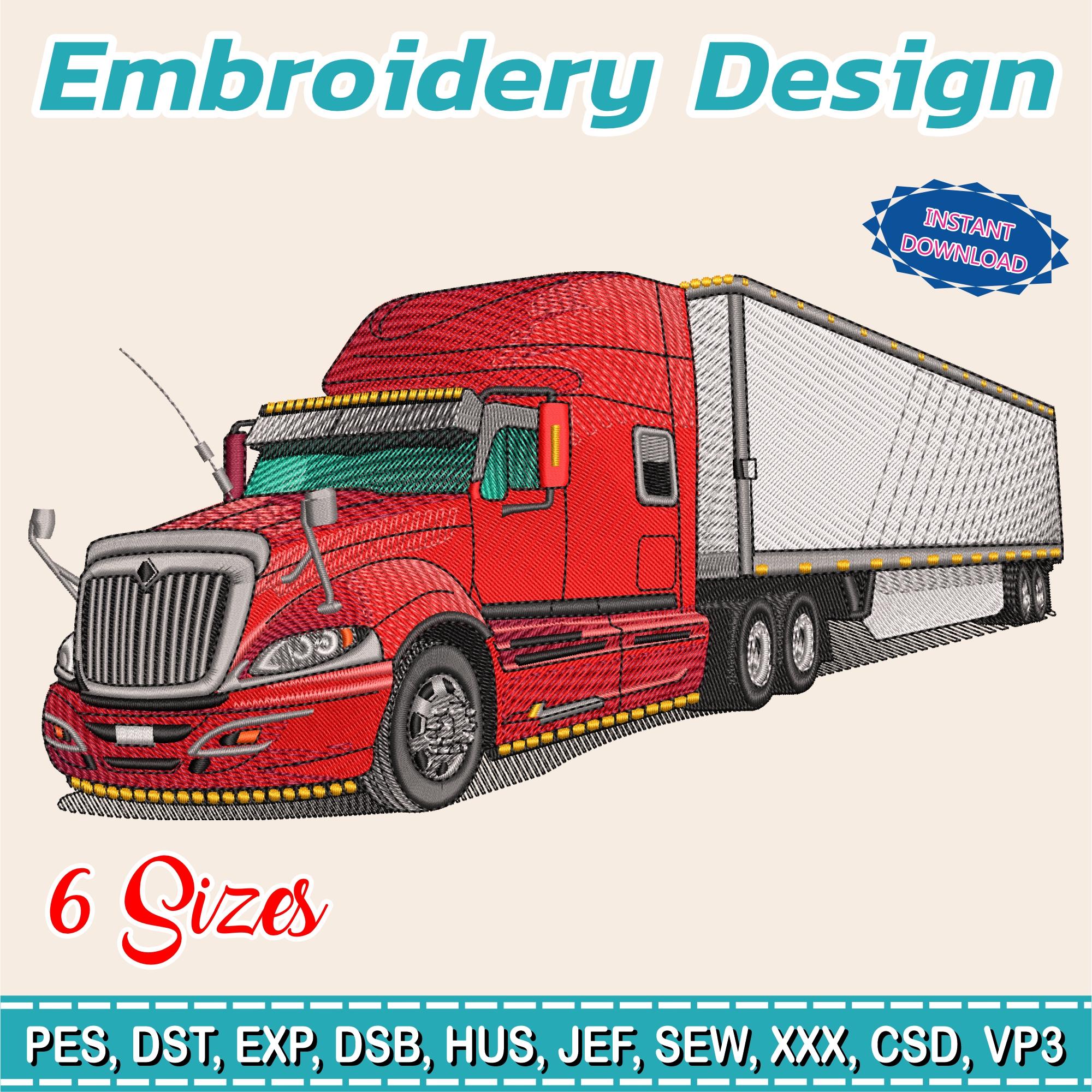 Embroidery Design / Peterbilt Trucks / 6 Different Sizes / INSTANT Download / Car Design / Embroidery file has been tested