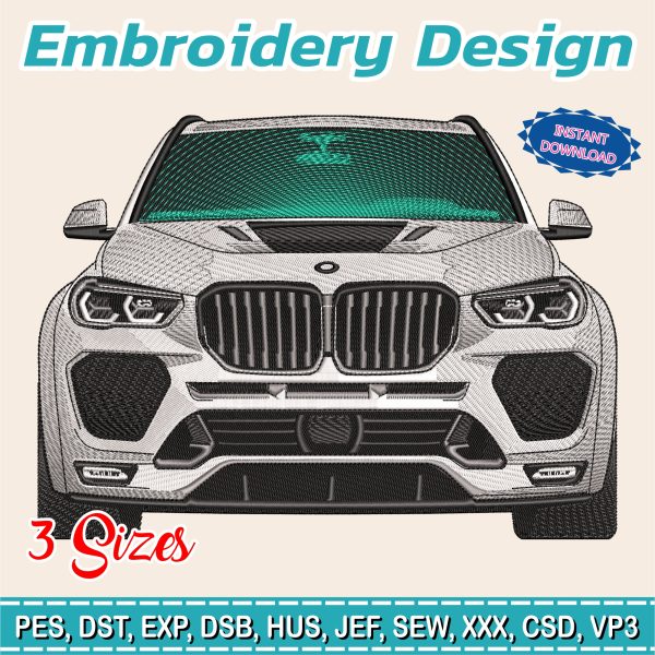 Embroidery Design / BMW SPORTS / sports car / 3 different colors / INSTANT Download / Car Design / Embroidery file has been tested