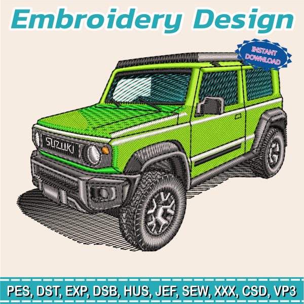 Embroidery Design / jimny 4x4 suzuki / 4 Different Sizes / INSTANT Download / Car Design / Embroidery file has been tested