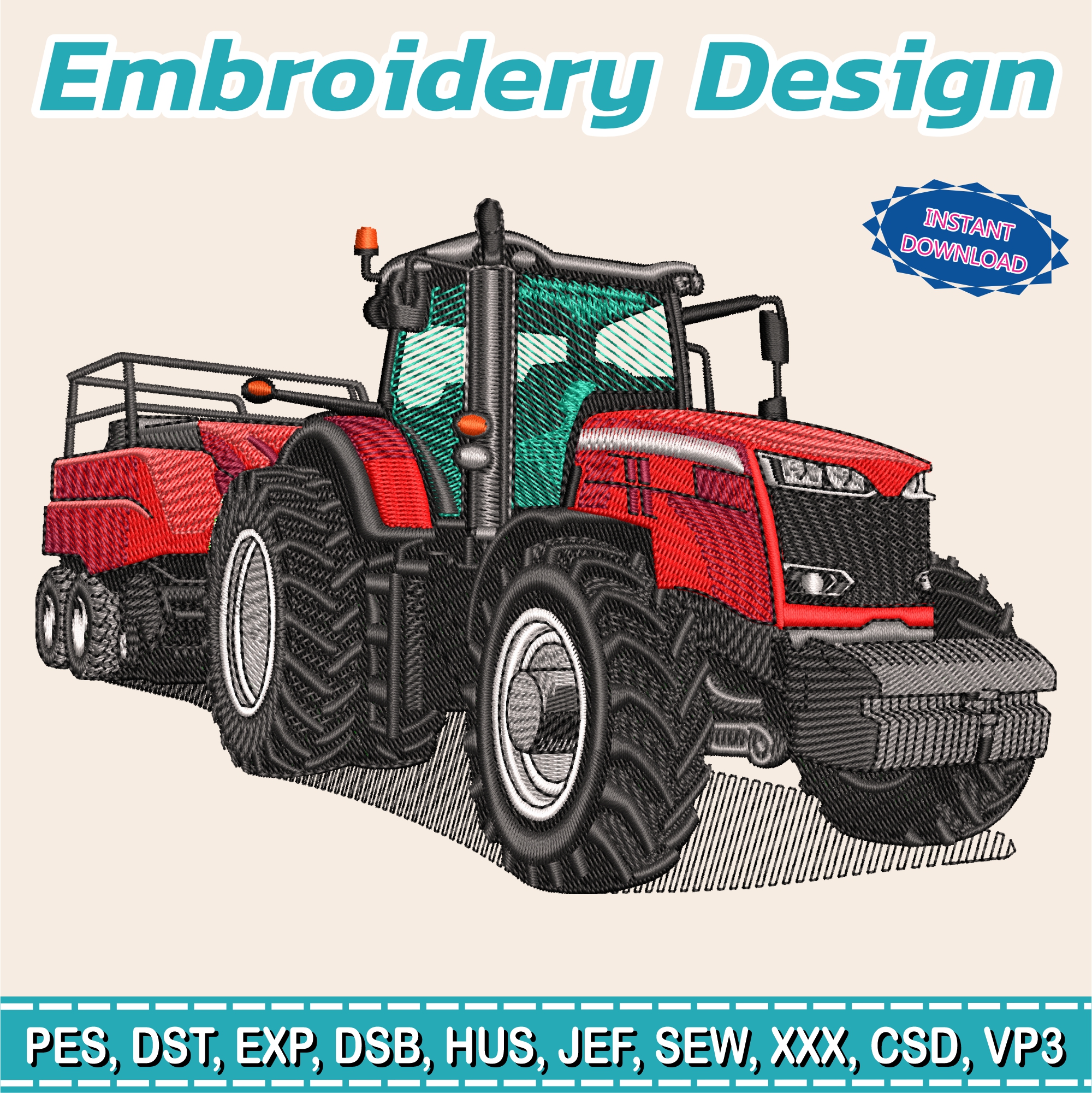 Embroidery Design / Massey Ferguson Tractor / INSTANT Download / Car Design / Embroidery file has been tested