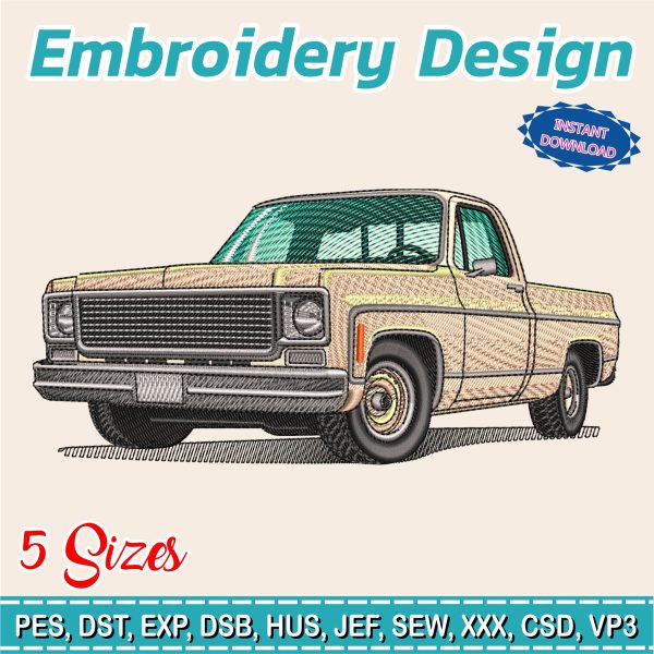 Embroidery Design / chevrolet truck  / 5 Different Sizes / INSTANT Download / Car Design / Embroidery file has been tested