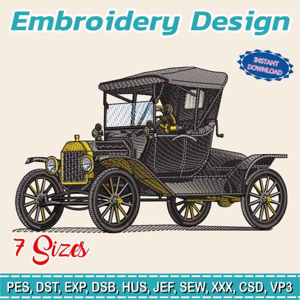 Embroidery Design / Ford Model T / 7 Different Sizes / INSTANT Download / Car Design / Embroidery file has been tested