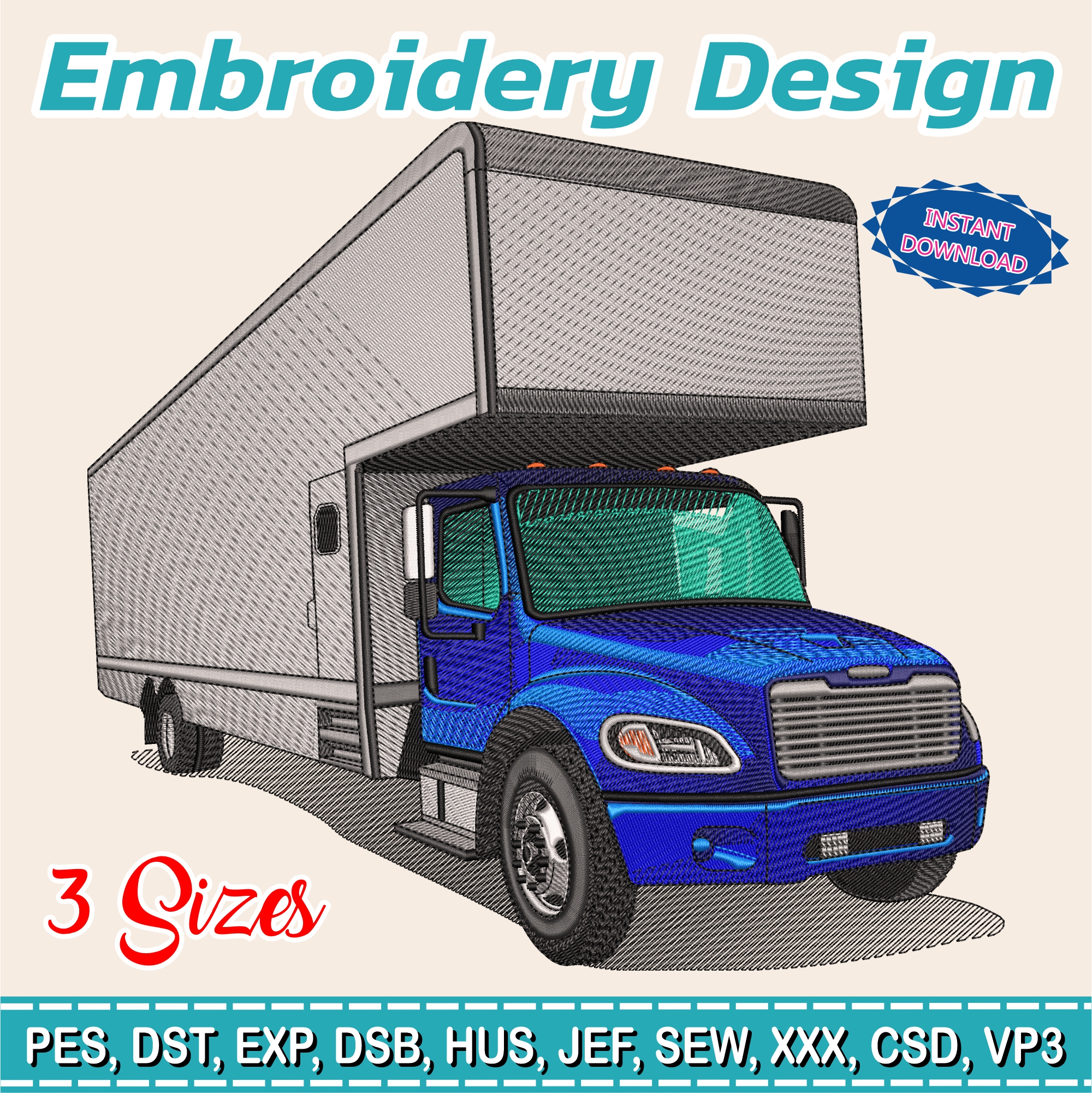Embroidery Design / Freightliner PSMX TRUCK / 3 Different Sizes / INSTANT Download / Car Design / Embroidery file has been tested