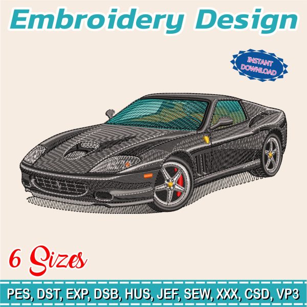 Embroidery Design / ferrari 2005 / sports car / 6 Different Sizes / INSTANT Download / Car Design / Embroidery file has been tested