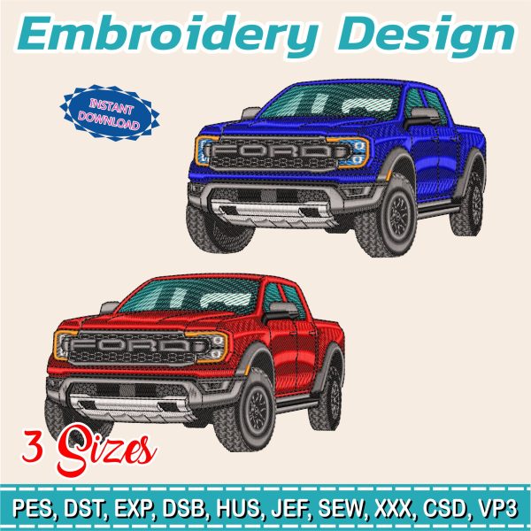 Embroidery Design / The truck is FORD / 3 Different Sizes / INSTANT Download / Car Design / Embroidery file has been tested