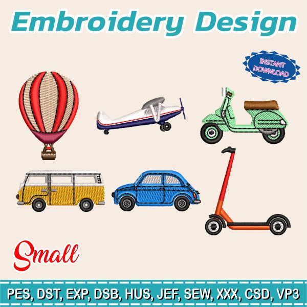 Embroidery Design / 6 different small designs / Each design is separate /  INSTANT Download / Car Design / Embroidery file has been tested