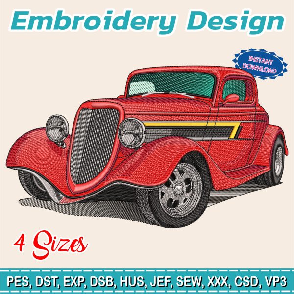 Embroidery Design / 1933 Ford 40 Coupe / 4 Different Sizes / INSTANT Download / Car Design / Embroidery file has been tested