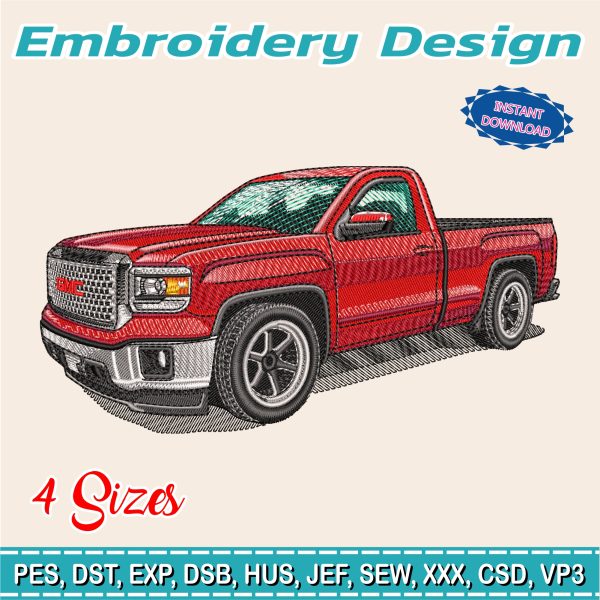 Embroidery Design / The truck is a 2014 GMC Sierra / 4 Different Sizes / INSTANT Download / Car Design / Embroidery file has been tested