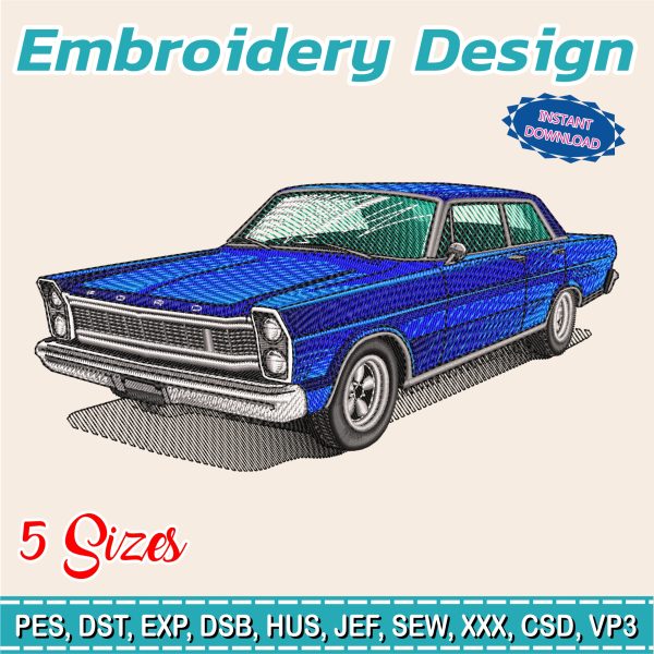 Embroidery Design / CHEVROLET Galaxie 500 / 5 Different Sizes / INSTANT Download / Car Design / Embroidery file has been tested