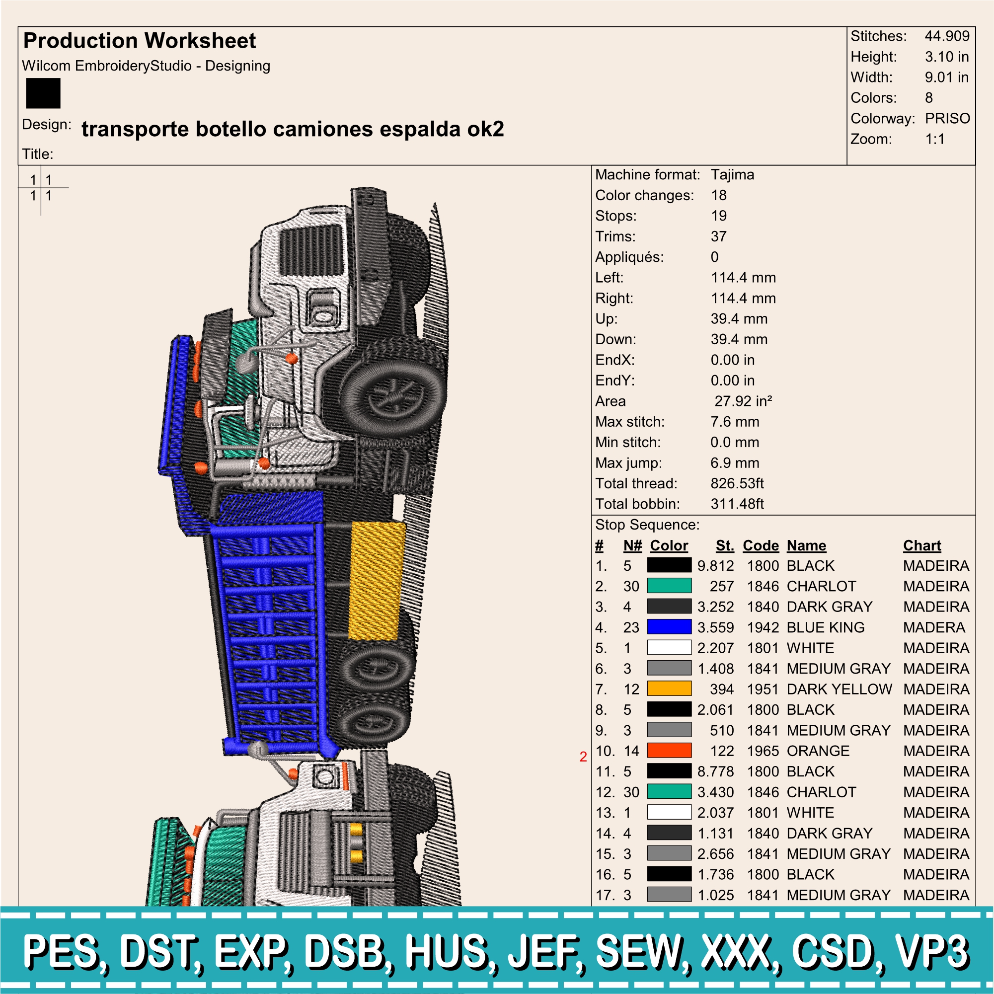 Embroidery Design /2 Truck / INSTANT Download / Car Design / Embroidery file has been tested - Image 2