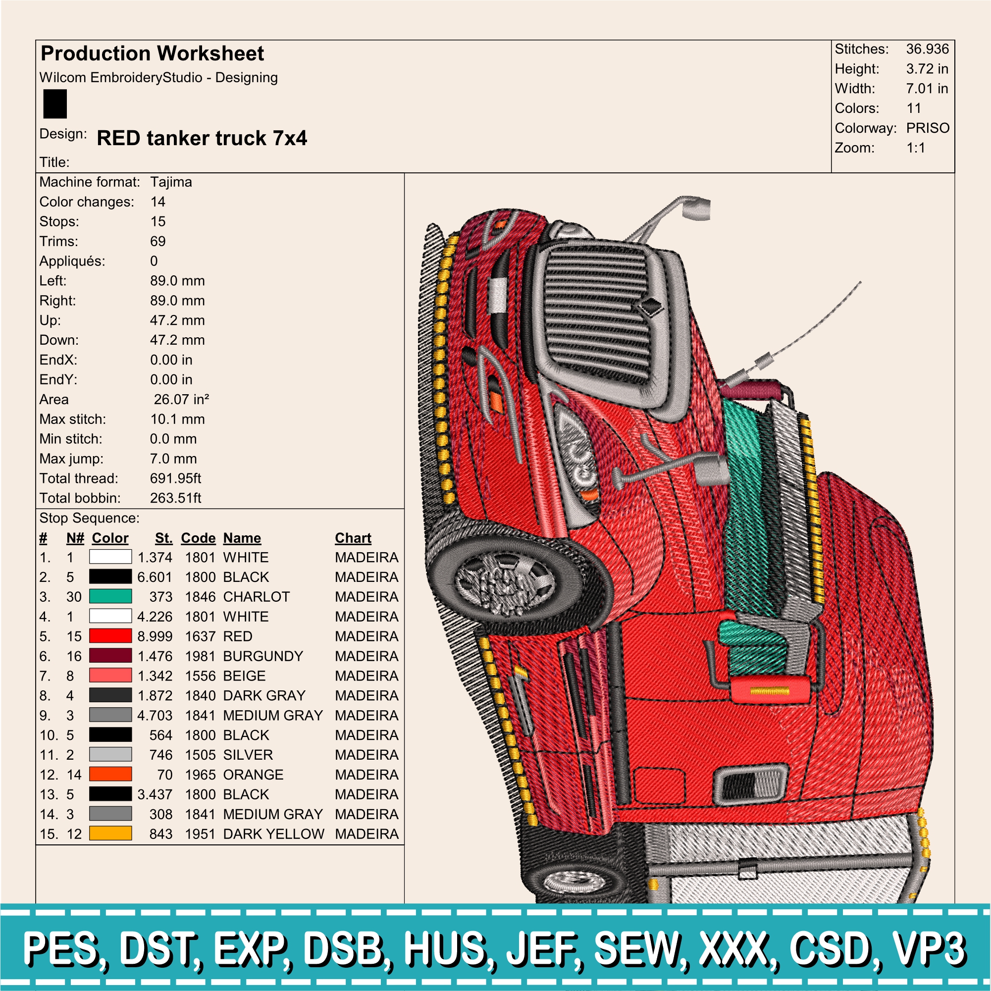Embroidery Design / Peterbilt Trucks / 6 Different Sizes / INSTANT Download / Car Design / Embroidery file has been tested - Image 2